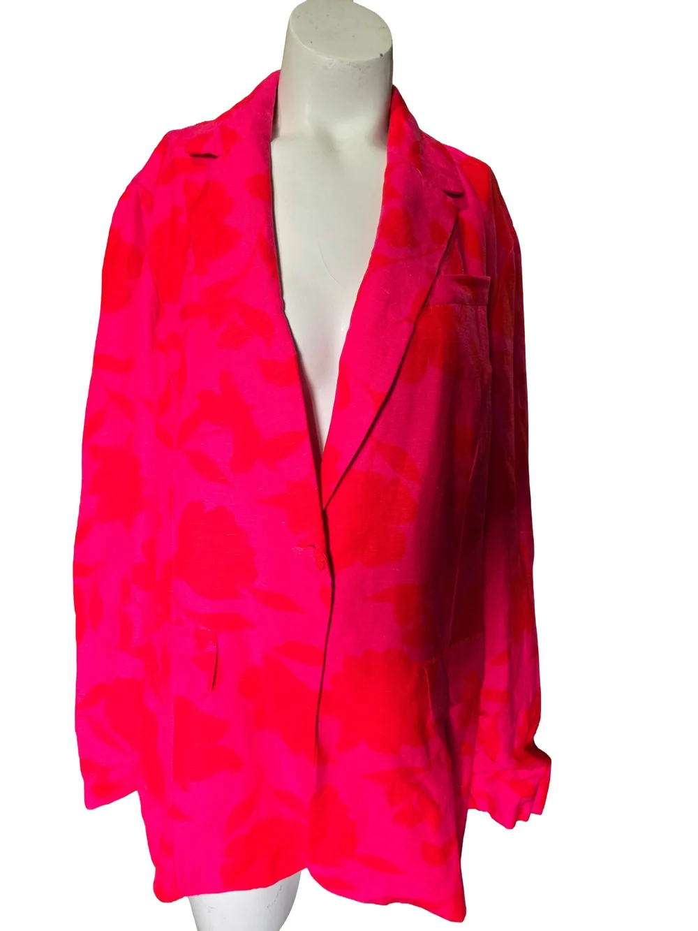 Kate Spade x Target Neon Pink Floral Linen Blend Blazer NWT